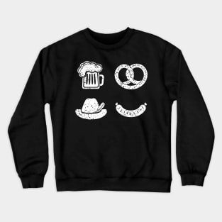 Symbols of Oktoberfest: Bavarian Beer Pretzel Hat Sausage Crewneck Sweatshirt